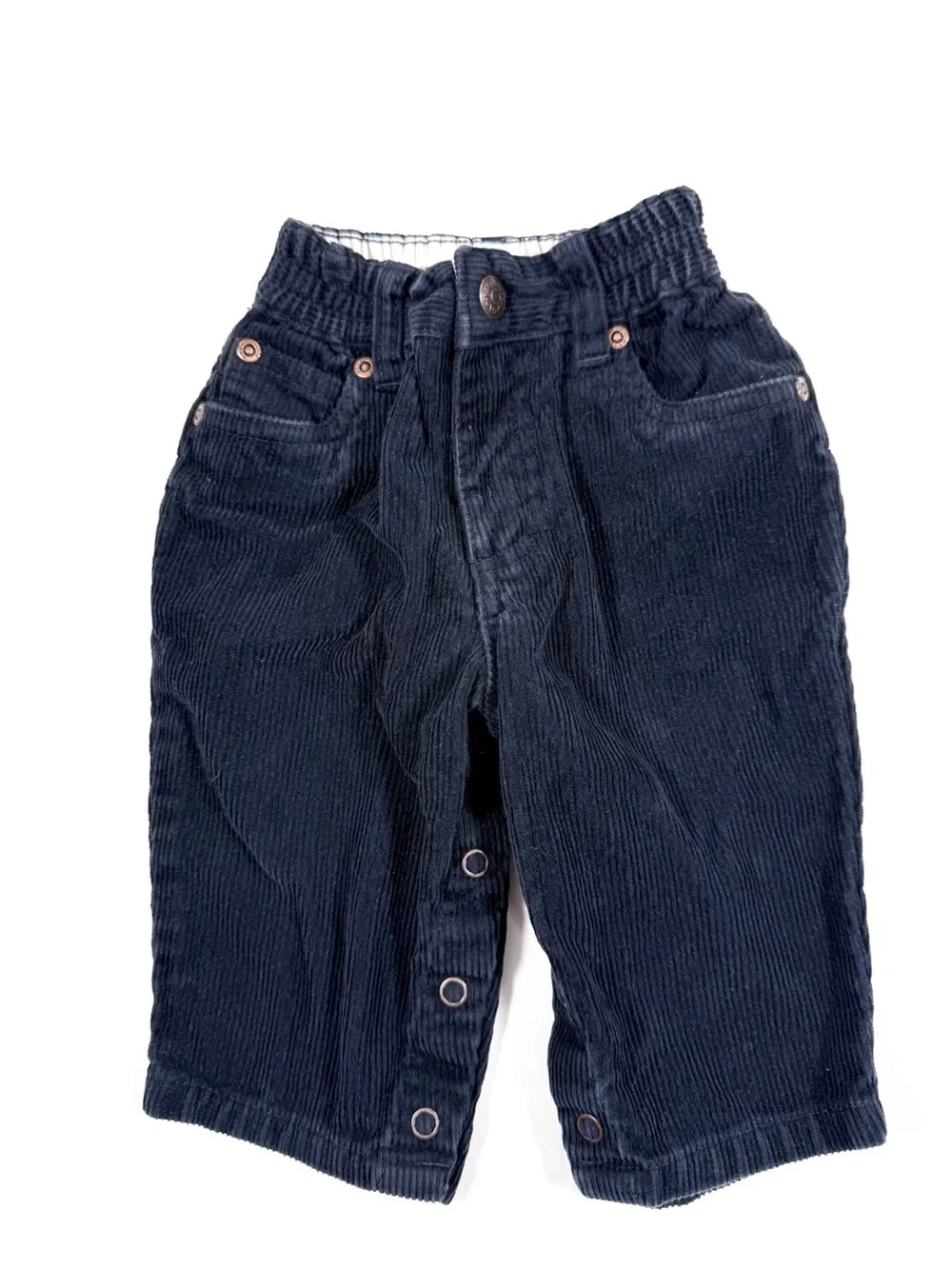 VINTAGE BABY GAP 2003 Y2K Navy Corduroy Snap Crotch Baby Pants 3-6M